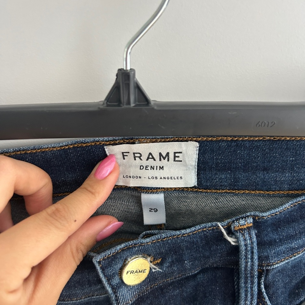 Frame Le High Skinny Crop Jeans in Dark Indigo - Picture 2 of 5